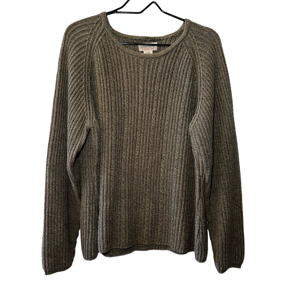 St. John's Bay Vintage 90s Olive Green Cable Knit Sweater Men's XL